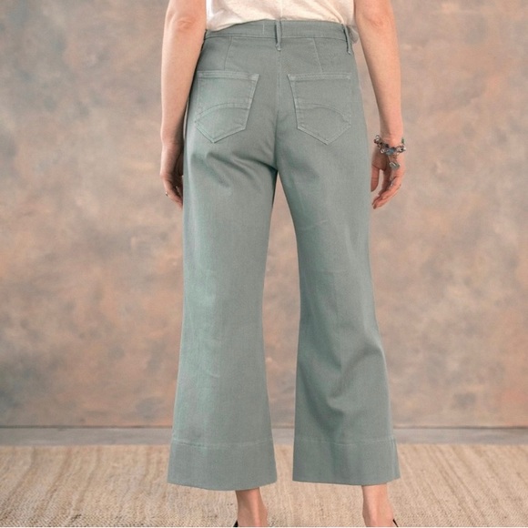 Driftwood Charlee Sage Green Wide Leg Cropped High Waist Denim Jeans Sz 32 - Picture 2 of 5